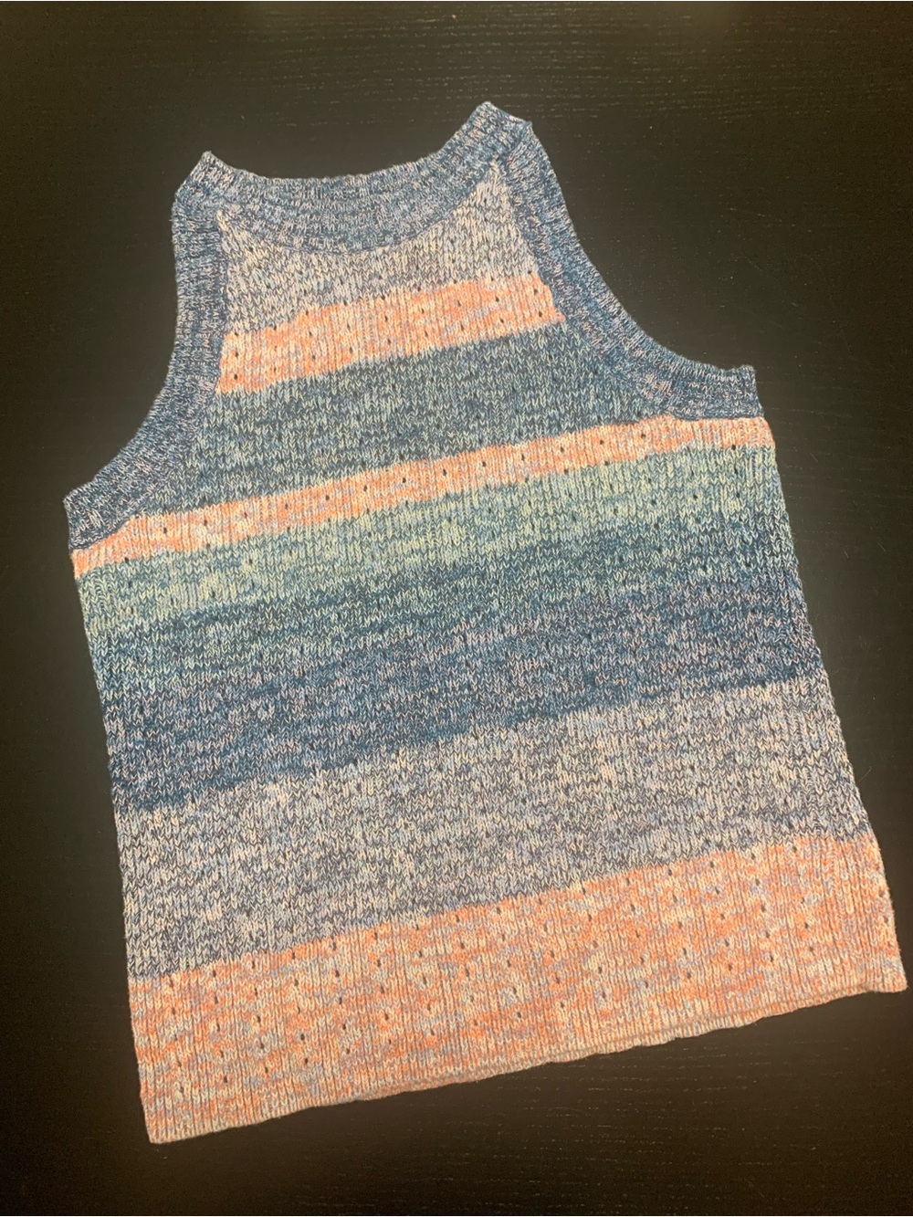 GAP Women's Large Striped Knit Tank in Blue and Peach